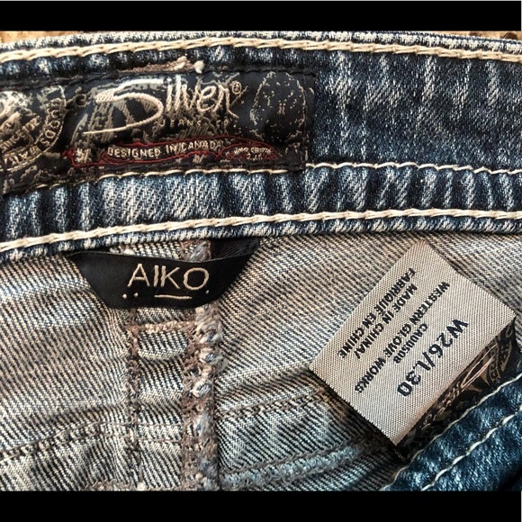 Silver Aiko Mid Straight Stretch Jeans 26/30 - Picture 6 of 6
